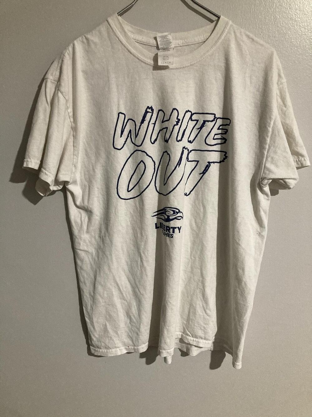 Liberty Flames Shirt Mens L White NCAA Football White Out Graphic Gildan